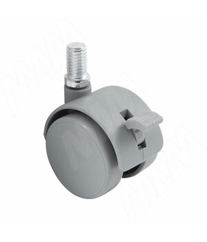 Опора двухколесная с винтом M8, D40 мм, со стопором, серая