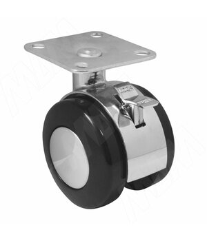 Опора двухколесная с площадкой, D50 мм, со стопором