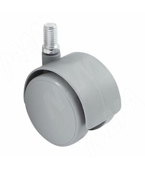 Опора двухколесная с винтом M10, D50 мм, без стопора, серая