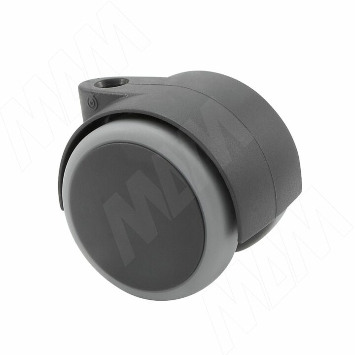 RINO Опора колесная, прорезиненное колесо, D50 мм, без стопора, серая