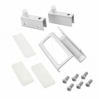 Компл. петель для стекл. двери + ручка, хром матовый