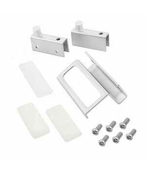 Компл. петель для стекл. двери + ручка, хром матовый