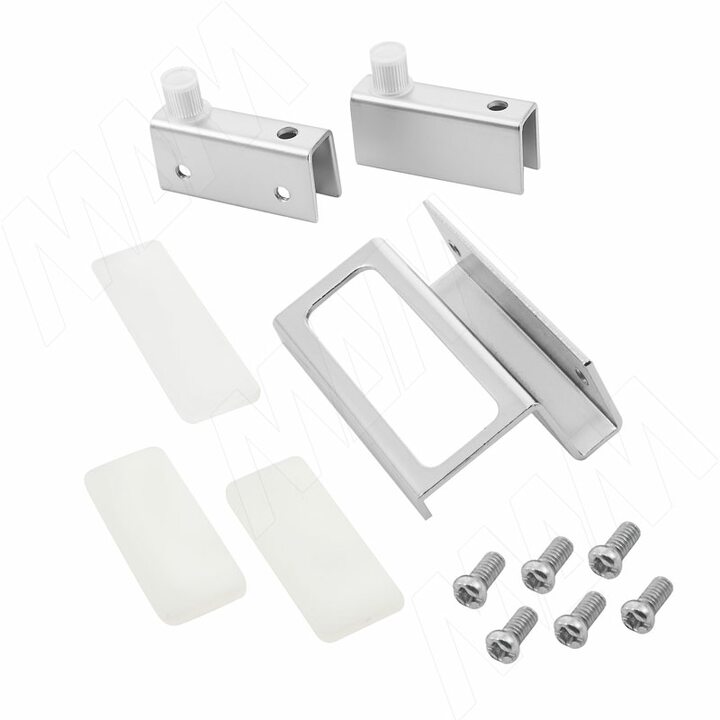 Компл. петель для стекл. двери +ручка, хром