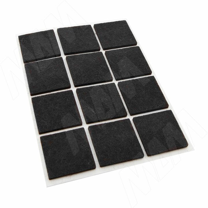 Подпятник самоклеящийся квадратный 30X30мм, черный, 12 шт.