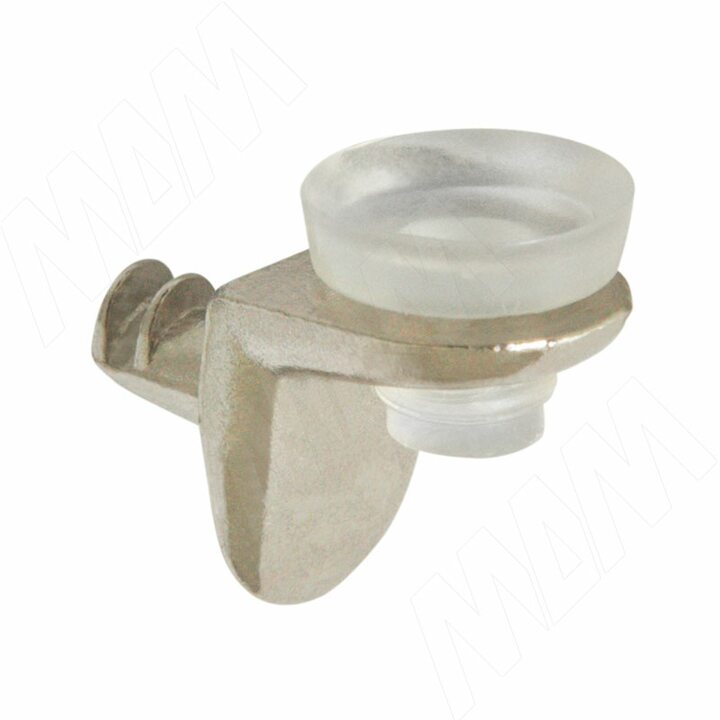 Полкодержатель с присоской и дополнительным упором для стеклянных полок, никель/прозрачный