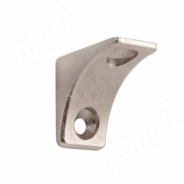 Полкодержатель для деревянных полок с фиксацией, с двумя отверстиями под саморез, никель