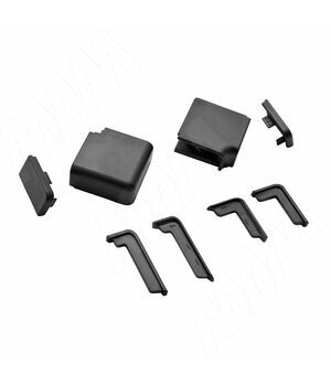 Аксессуары для чёрного прямоугольного горизонтального плинтуса