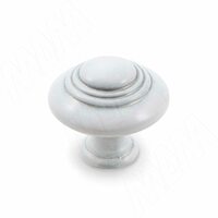 Ручка-кнопка D30мм белый/серебро винтаж