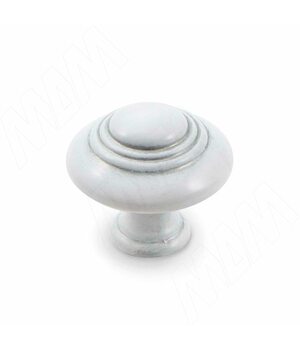 Ручка-кнопка D30мм белый/серебро винтаж