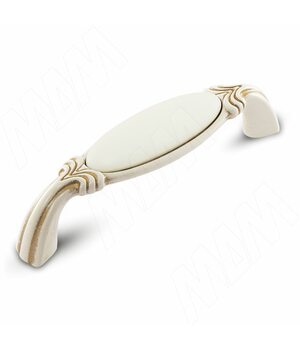 Ручка-скоба 96мм cлоновая кость/золото винтаж керамика