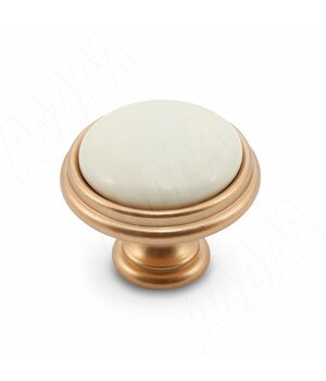 Ручка-кнопка D35мм золото матовое Милан/керамика молочная