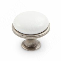 Ручка-кнопка D28мм никель патинированный/керамика