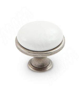 Ручка-кнопка D28мм никель патинированный/керамика