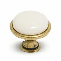 Ручка-кнопка D28мм бронза состаренная/керамика молочная