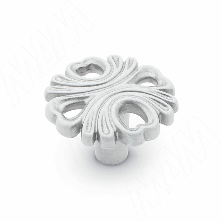 Ручка-кнопка белый/серебро винтаж