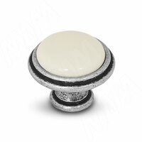 Ручка-кнопка D30мм серебро состаренное/керамика молочная