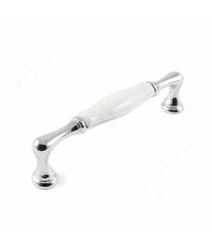 Ручка-скоба 128мм хром/керамика белая