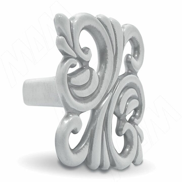 Ручка-кнопка 32мм белый/серебро винтаж