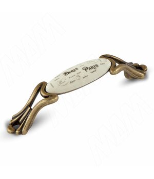 Ручка-скоба 96мм бронза состаренная/керамика Paris