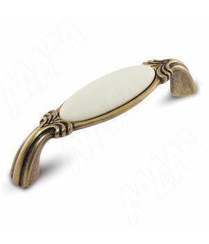 Ручка-скоба 96мм бронза состаренная/керамика молочная