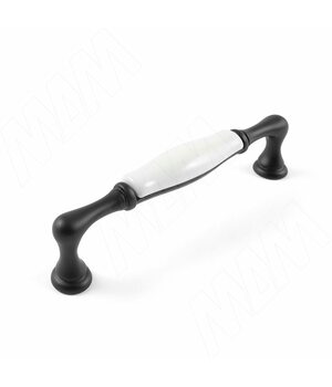 Ручка-скоба 128мм черный матовый/керамика белая