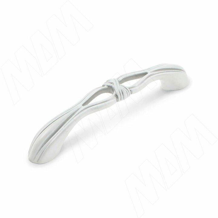 Ручка-скоба 96мм белый/серебро винтаж