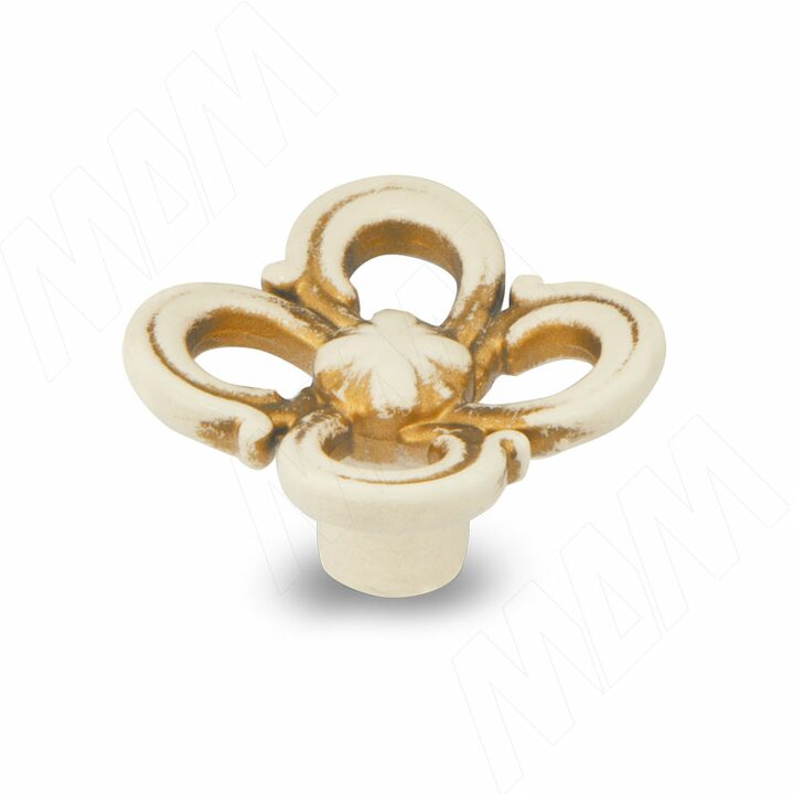 Ручка-кнопка cлоновая кость/золото винтаж