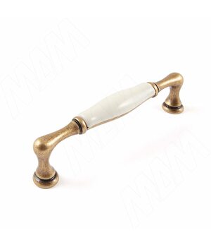 Ручка-скоба 128мм бронза состаренная/керамика молочная