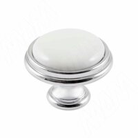 Ручка-кнопка D35мм хром/керамика белая