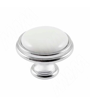 Ручка-кнопка D35мм хром/керамика белая