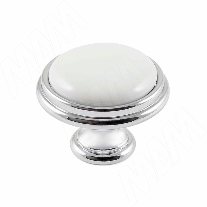 Ручка-кнопка D35мм хром/керамика белая