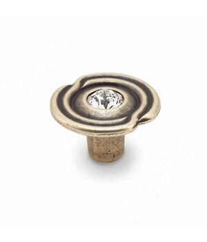 Ручка-кнопка D31мм бронза состаренная с кристаллами