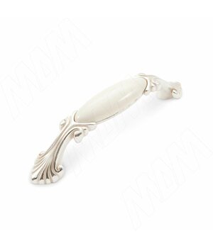 Ручка-скоба 96мм серебро Венецианское/керамика молочная