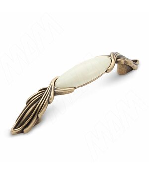 Ручка-скоба 96мм бронза состаренная/керамика молочная