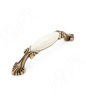 Ручка-скоба 96мм бронза состаренная/керамика молочная