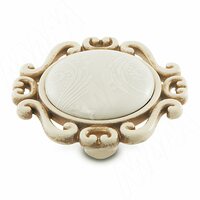 Ручка-кнопка cлоновая кость/золото винтаж, керамика белые узоры