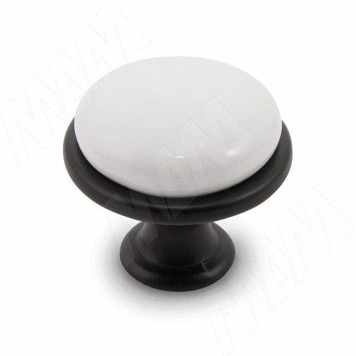 Ручка-кнопка D28мм черный матовый/керамика