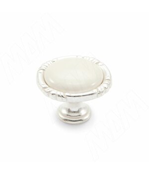 Ручка-кнопка серебро Венецианское/керамика молочная
