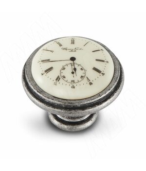 Ручка-кнопка D35мм серебро состаренное/керамика Watch