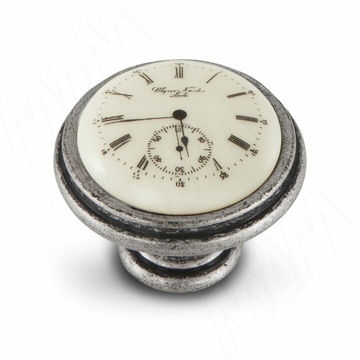 Ручка-кнопка D35мм серебро состаренное/керамика Watch