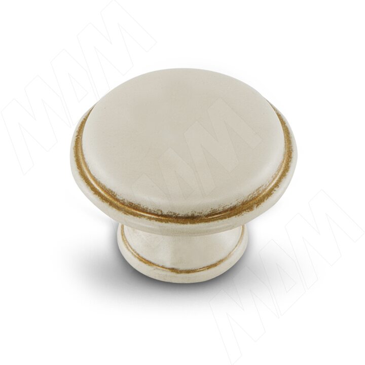 Ручка-кнопка D30мм cлоновая кость/золото винтаж