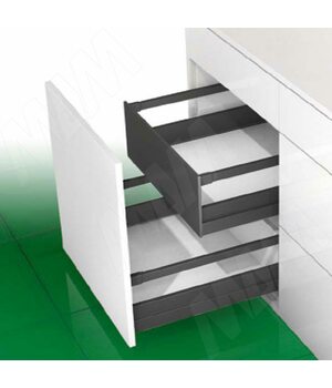 NOVA PRO SCALA [MSI F8] Внутренний ящик h90 мм, с прямоугольным рейлингом, открывание от нажатия/плавное закрывание, графит, 500 мм