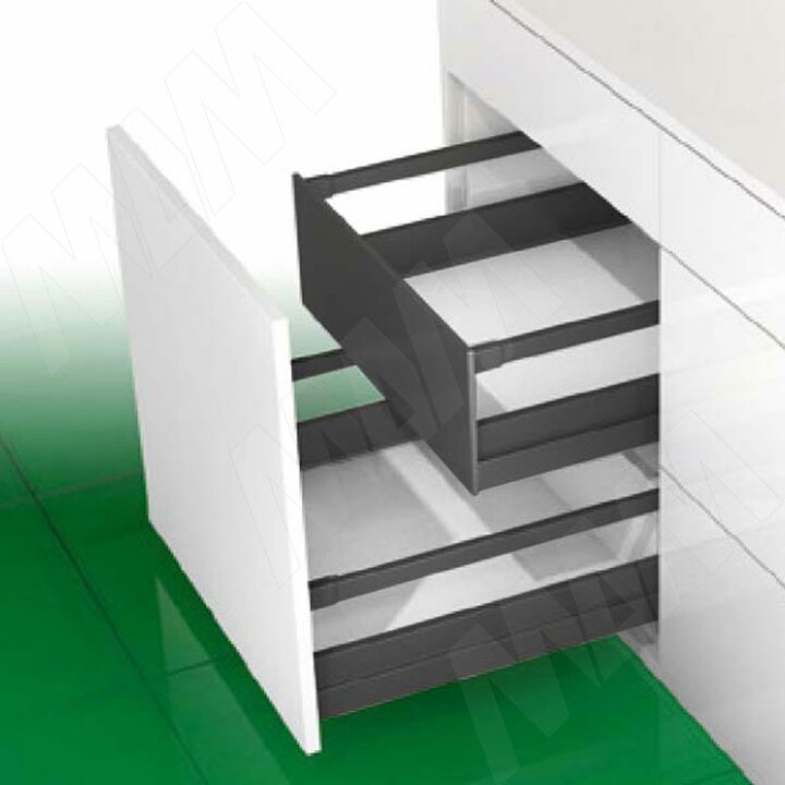 NOVA PRO SCALA  Внутренний ящик h90 мм, с прямоугольным рейлингом, открывание от нажатия/плавное закрывание, графит, 500 мм