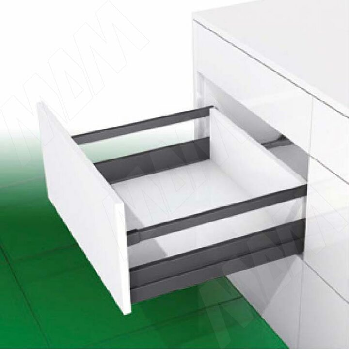 NOVA PRO SCALA  Стандартный ящик h90 мм, с прямоугольным рейлингом, плавное закрывание, графит, 500 мм