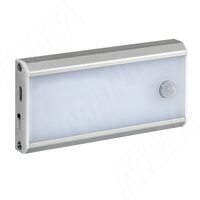 ATLAS Светодиодный светильник аккумуляторный с датчиком движения (PIR), прямоугольный, серебро, нейтральный белый 4000К, 1W