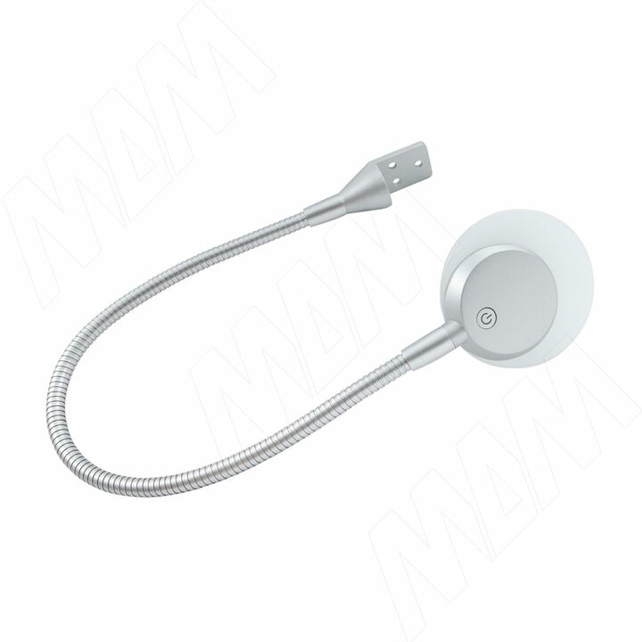 FLEX Светодиодный светильник на гибкой ножке с сенсорным выключателем, торцевое крепление, хром матовый, 12V, нейтральный и теплый белый, 1,5W