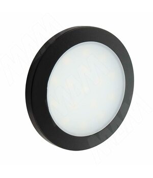 FLAT Светодиодный светильник точечный круглый, черный, 12V, теплый белый 3000К, 1.5W
