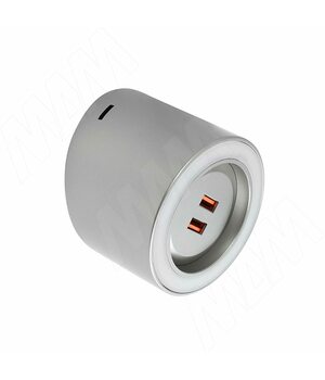 UNIKA Светильник круглый, 2 USB-розетки, стальной, 24V, нейтральный белый 3900К, 4,5W