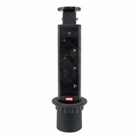 Выдвижной блок розеток, d=60 мм, 3 розетки, черный