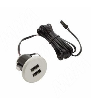 USB-розетка, врезная, 2 USB, никель матовый